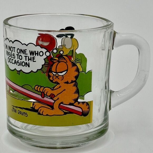 Vintage Garfield with Odie Characters McDonalds Glass Cup Mug 1980 Jim Davis - Picture 1 of 9